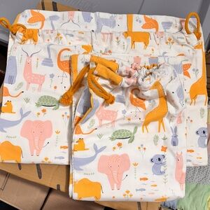 Hallmark 28" Pastel Animals Large Fabric Reusable Drawstring Gift Bags/ Laundry